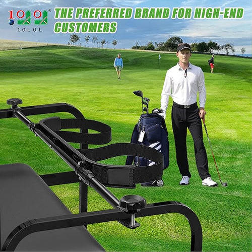 10L0L No Drilling Golf Cart Bag Holder, Universal Adjustable Rear Seat Bag Attachment for 2+2 Seater with 1” Square Metal Frame (Not for Plastic), Stainless Steel Bracket, Fits Yamaha,EZGO, Club Car