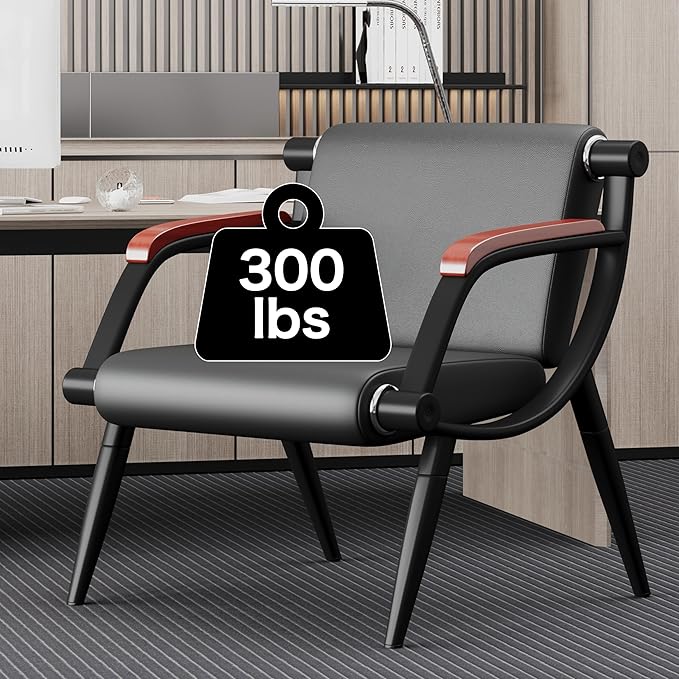 wonline Waiting Room Chairs, Office Furniture Reception Chairs with Arms, Leather Chairs is Suitable for Clinic,Airport,Hospital,Barber,Salon,Bank-(Black 4pcs)