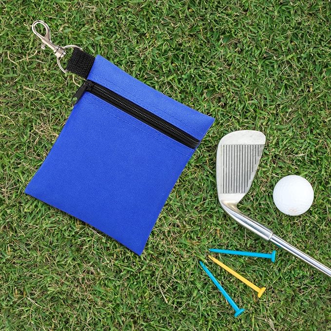 BuyAgain Golf Tee Pouch, 5.62 X 6.87 Inch Professional Zipper Golf Tee/Ball Pouch Bag with Metal Lobster Claw Clip