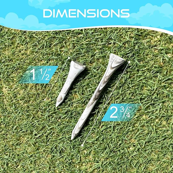 Golf Tees Multiple Colors Mixed Size Package, 100pcs Professional Bamboo/Wood Golf Tees, Size 3-1/4", 2-3/4" & 1-1/2" Reduce Friction and Resistance