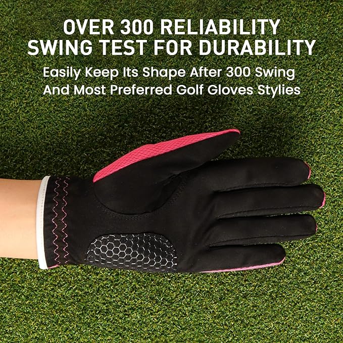 FINGER TEN Womens Golf Glove Right Handed Golfer Left Hand 1 Pack Golf Gloves Rain Grip Hot Wet All Weather Mesh for Women Girls Ladies Small Medium Large