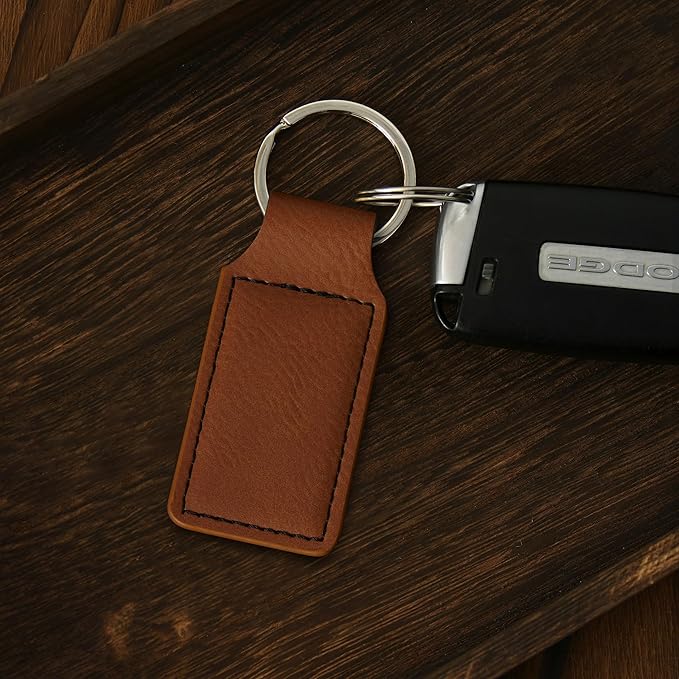 LaserGram Rectangle Keychain, Coat of Arms Germany, Personalized Engraving Included (Dark Brown)