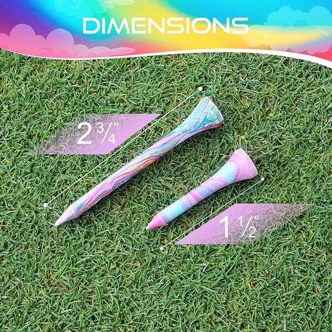 Golf Tees Multiple Colors Mixed Size Package, 100pcs Professional Bamboo/Wood Golf Tees, Size 3-1/4", 2-3/4" & 1-1/2" Reduce Friction and Resistance