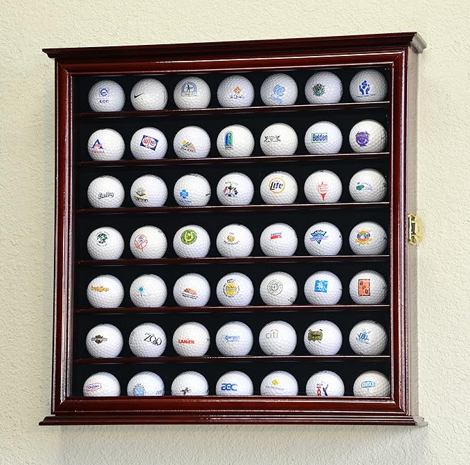 Golf Ball Display Case Holder Cabinet Wall Rack Stand Select Your Size 98% UV Lockable 5 Sizes 4 Colors to Choose