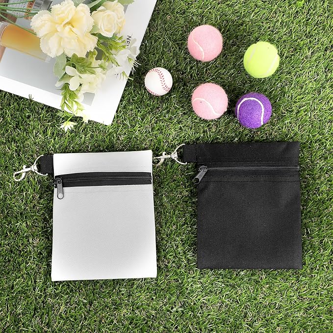 2 Pcs Golf Tee Pouch, 5.51 X 6.89 Inch Professional Zipper Golf Tee/Ball, Zipper Golfs Accessory Bag with Clip, Golfs Tee Bags Pouch Bags with Metal Lobster Claw Clip for Men Women