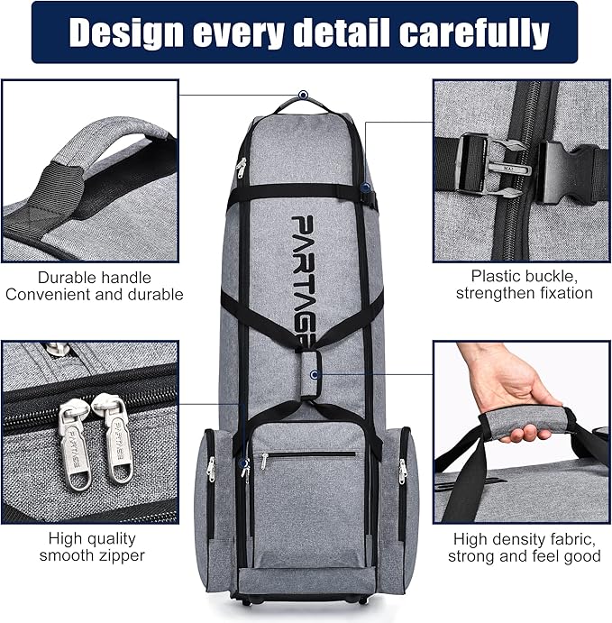 Partage Golf Travel Bag with Wheels,Golf Travel Case for Airlines -Black