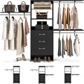 Armocity 96 Inches Closet System, 8FT Walk In Closet Organizer with 3 Shelving Towers, Heavy Duty Clothes Rack with 3 Drawers, Built-In Garment Rack, 96" L x 16" W x 75" H, Max Load 1000 LBS, Black