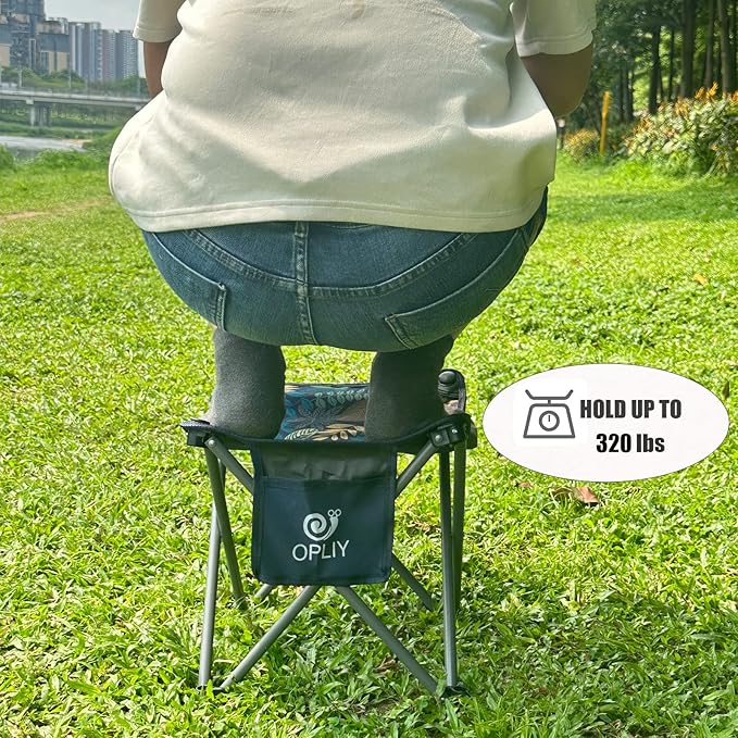 Opliy Camping Stool, 13.5 inch Folding Small Chair Portable Camp Stool for Camping Fishing Hiking Gardening and Beach, Camping Seat with Carry Bag (Green)