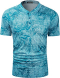TAPULCO Mens Collarless Golf Shirts Short Sleeve Dry Fit Stretch Casual Breathable Lightweight Tshirts