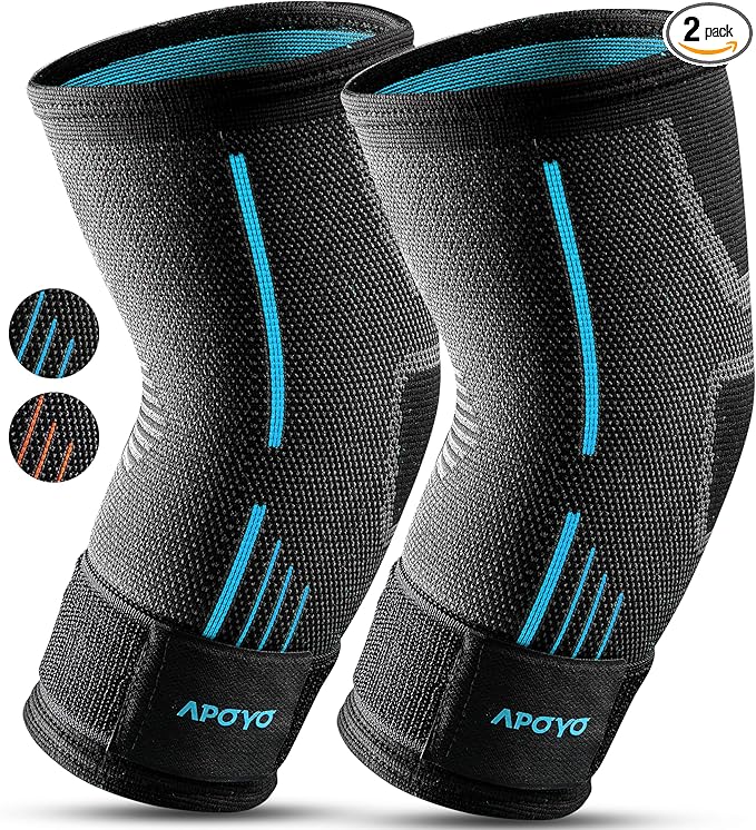 APOYO Elbow Brace for Tendonitis and Tennis Elbow, (Pair) Compression Sleeve for Arthritis, Workouts, Reduce Joint Pain During Fitness Activity (Small)