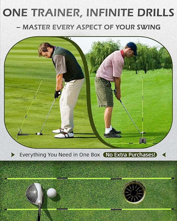 Golf Alignment Sticks, Golf Swing Trainer with Angle Plate/Holder Sets, Posture Corrector Golf Trainging Aid, Swing Plane Trainer for Aiming, Putting, Swing/Professional Golf Practice Tools